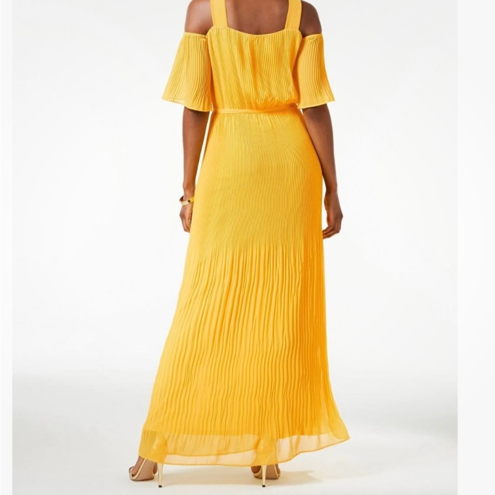 Signature by Sangria Yellow Cold Shoulder Dress